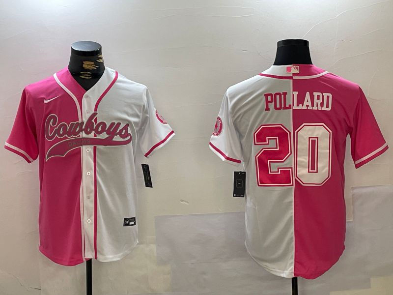 Men Dallas Cowboys #20 Pollard white pink Joint Name 2024 Nike Limited NFL Jersey style 6